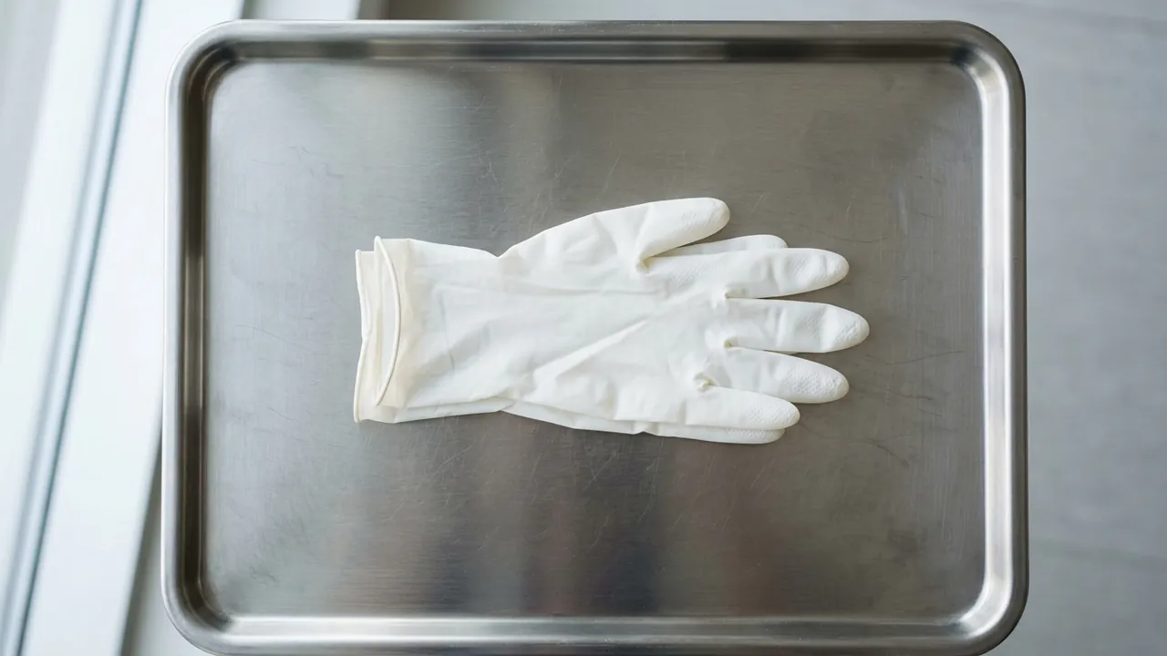 Sterile gloves and sealed instrument pouches on a clean clinical tray — hair transplant safety standards