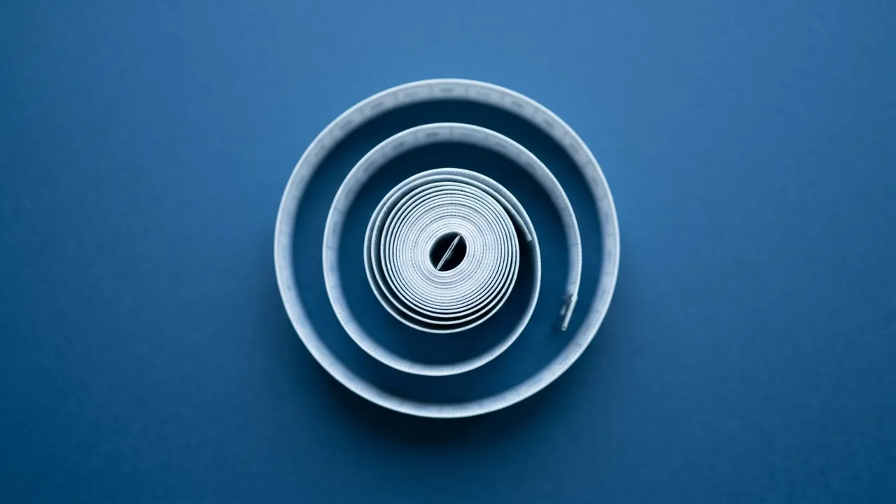 Soft white tape measure coiled into a spiral on a deep blue background — liposuction cost guide