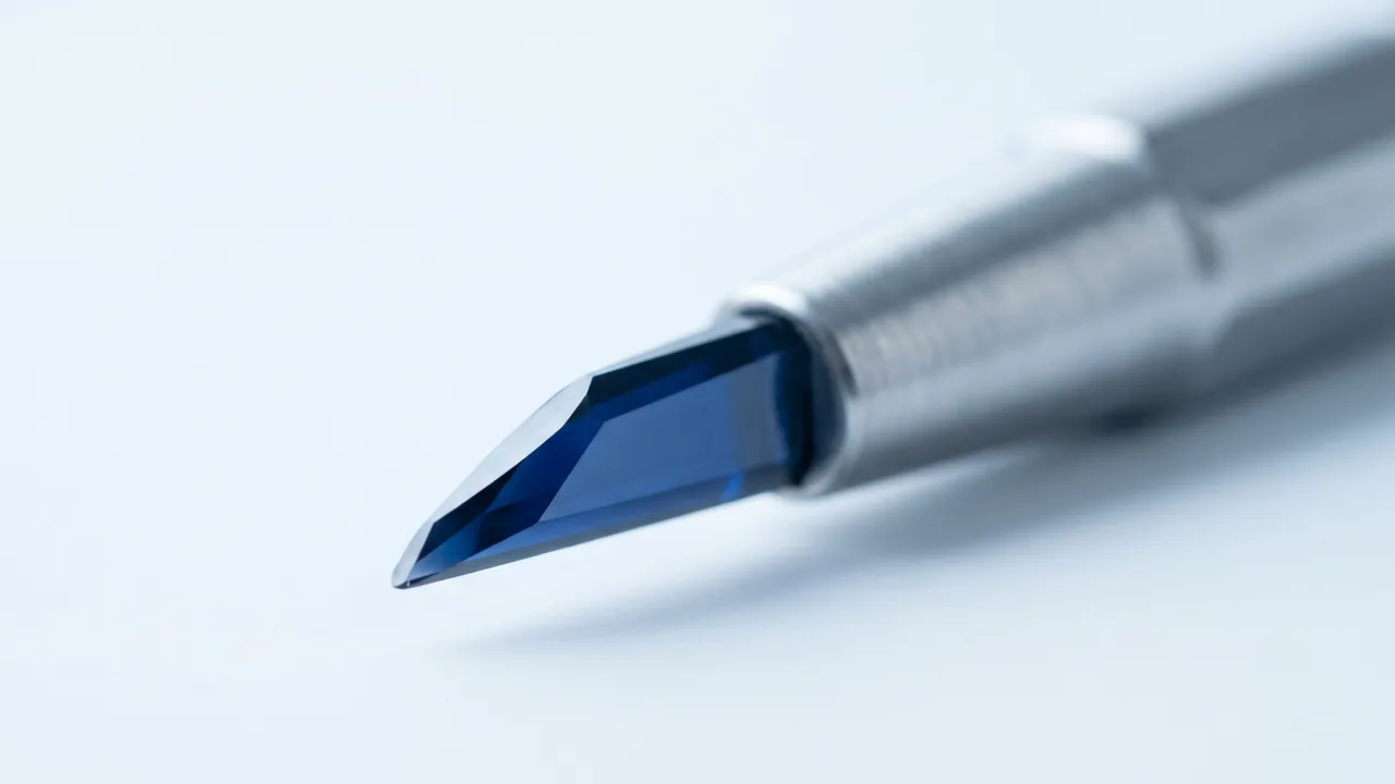 Row of tiny sapphire micro-blades on a white surgical tray — sapphire FUE hair transplant tools