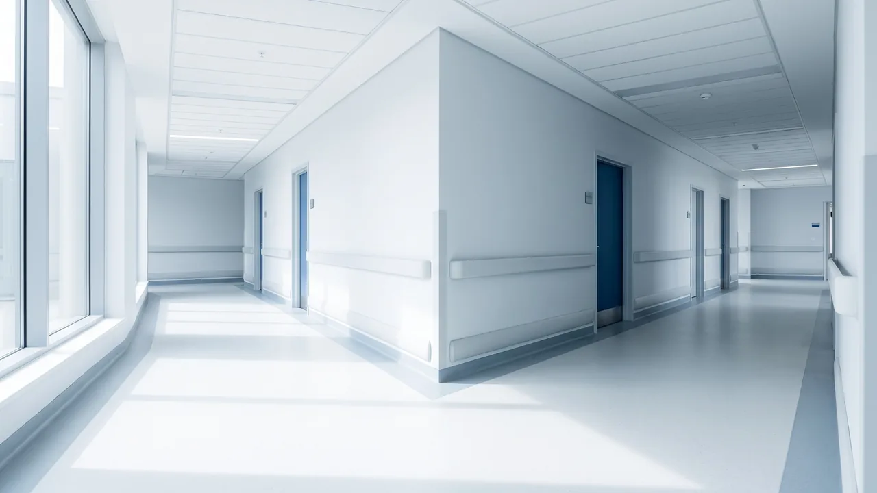 Bright hospital corridor splitting into two directions — choosing between weight-loss procedures